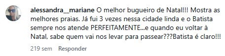 Coment&aacute;rio real de turista no Instagram
