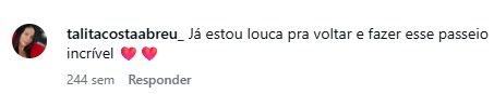 Coment&aacute;rio real de turista no Instagram